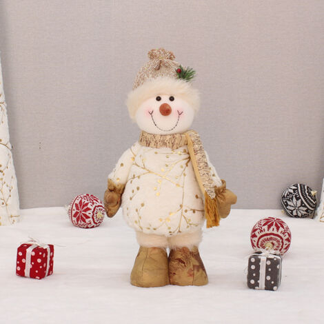 Poupée de bonhomme de neige à jambe rétractable de noël, debout, Figurine de noël faite à la main, ornement de décoration de maison (capuchon rond non rétractable) YMYNY