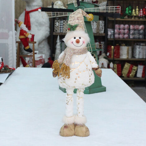 Poupée de bonhomme de neige de noël rétractable debout, Figurine de noël faite à la main, ornement, décoration de maison