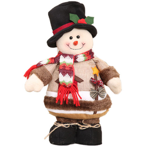 Poupée de Noël en Bois, Décorations de Sapin : Renne, Bonhomme de Neige et Père Noël pour Fêtes de Fin d'Année