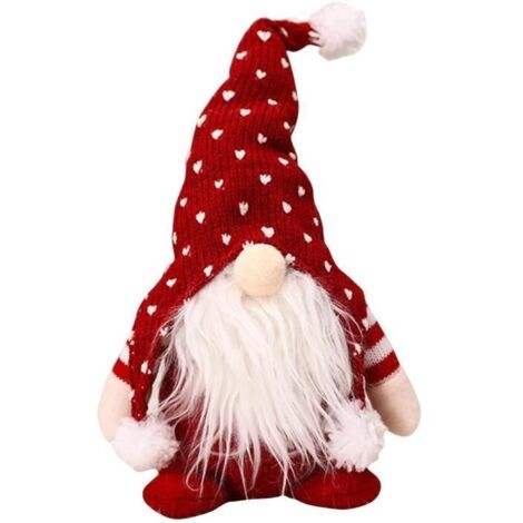Poupée de Noël lutin - Décoration rouge en polaire - 35x13x7 cm - Fait main