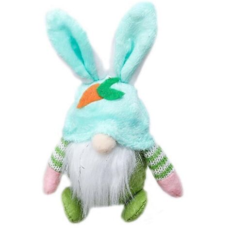Poupée décorée pour Pâques avec gnome lapin en peluche fait main, ornement festif pour décoration de maison.