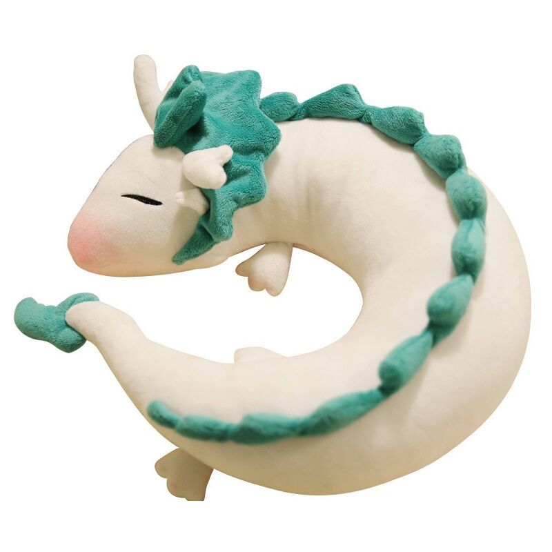 Poupée mignonne en forme de u du Voyage de Chihiro de Miyazaki Hayao Oreiller mignon en forme de u du Petit Dragon Blanc