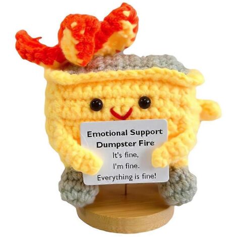 Poupée positive au crochet, poupée mignonne en forme de poubelle brûlée, jaune--