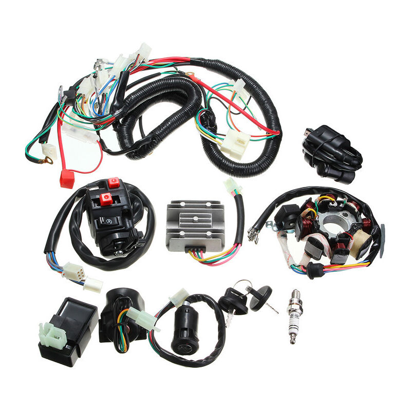 Pour 125cc 150cc 200cc 250cc 4-Wire Electrical Wiring Kit CDI Coil Harness Stator Assembly Wiring Kit