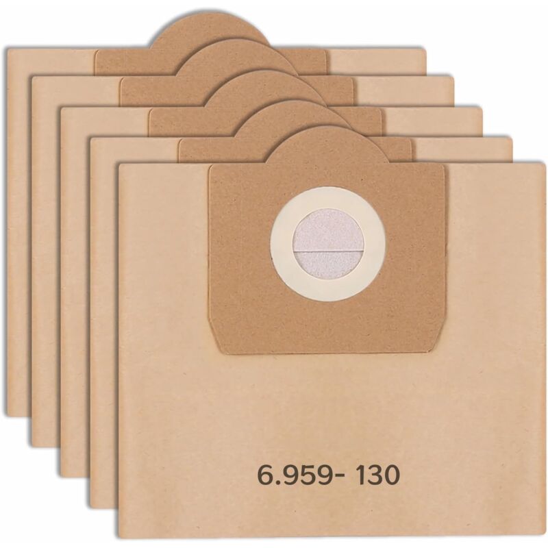 5PCS Sacs d'aspirateur ,pour Kärcher, Sacs Droits Aspirateur pour Karcher WD3/MV3/ WD 3 Premium, Sacs Filtrants en Papier de Rechange 6.959-130.0