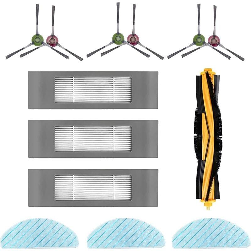 Pour accessoires de balayage de robot T8 aivi/max Brosse principale Brosse latérale Filtre Lingettes Vadrouille (1 brosse principale, 6 brosses