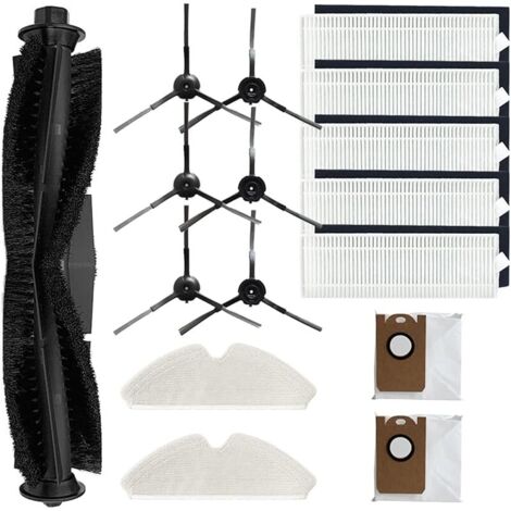 Pour accessoires HONITURE pour robot Q6, pièces de rechange pour robot aspirateur, 1 brosse principale, 5 filtres HEPA, 6 brosses latérales, 2 sacs d'aspirateur, 2 serpillères
