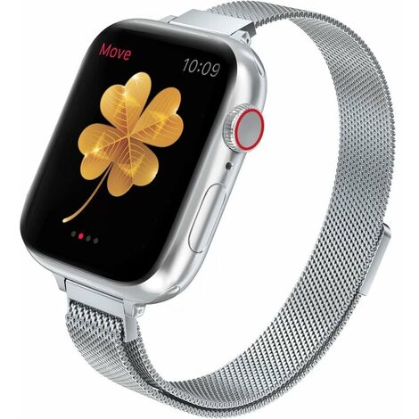 Pour Apple Watch Strap Collection Ultra SE 8 7 6 5 4 3 2 1 42mm/44mm/45mm Acier Inoxydable Fine Mesh Boucle Magnétique Remplacement Bracelet iWatch Bracelet pour Femme Argent