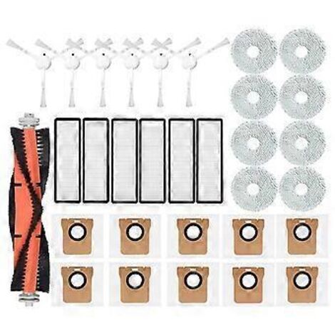 Pour aspirateur robot : brosse principale, filtre HEPA, sac à poussière et serpillière