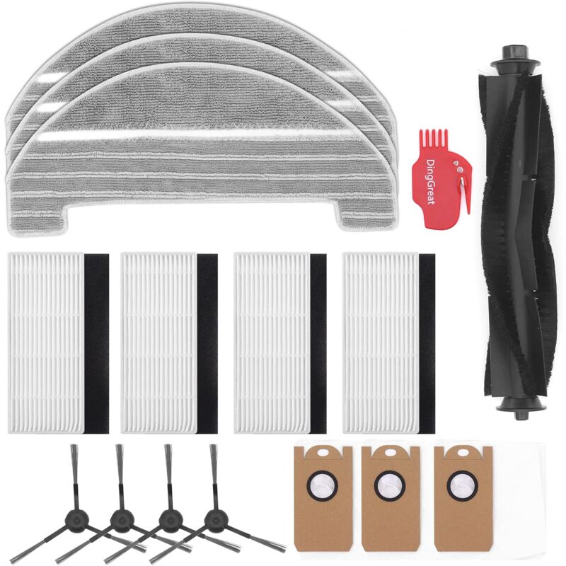 Pour aspirateur robot Proscenic M8 PRO, kit d'accessoires, lot de 1 brosse principale, 4 brosses latérales, 4 filtres, 3 serpillières, 3 sacs à