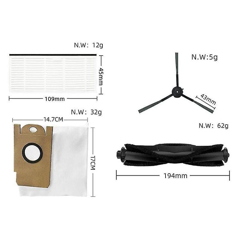 Pour aspirateur robot R1 / Lidstro S1, brosse principale, chiffon de nettoyage, filtre Hepa, sac à poussière de rechange