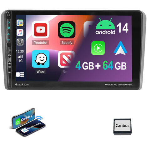 Pour Audi A3 S3 RS3 8P 8V 9" Carplay Android 14 Autoradio GPS WiFi RDS 4+64G