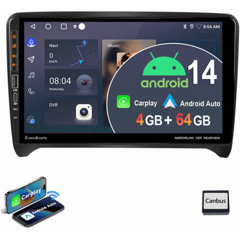Pour Audi TT 8J 2006-2014 Android 14 Autoradio Apple Carplay GPS NAVI WIFI RDS 4+64G