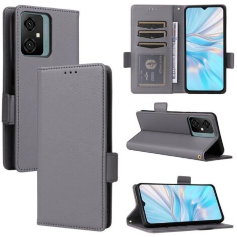 Pour Blackview Oscal C70 Housse Téléphone Flip en PU Cuir Housse Blackview Oscal C70 étui de Protection - gris