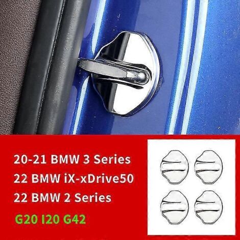 Pour BMW Série 2 et 3 G20 G42 IX xDrive50 i20 : Cache-serrure de porte en acier inoxydable, protection intérieure, autocollants et accessoires de porte de voiture  Argent