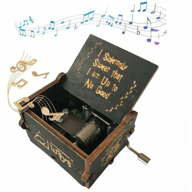 Pour boîte à musique à thème Harry Potter, cadeau vintage classique avec boîte à musique de décoration en bois (noir)