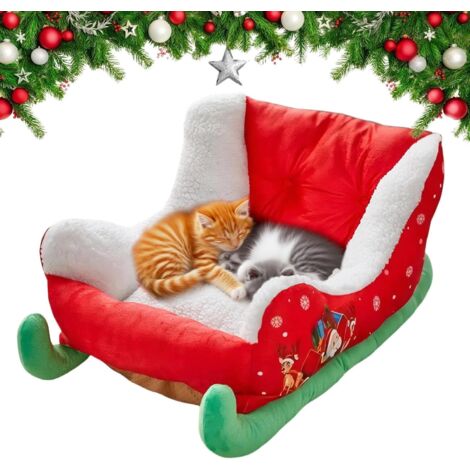 pour chat traneau de Nol lit en peluche confortable pour