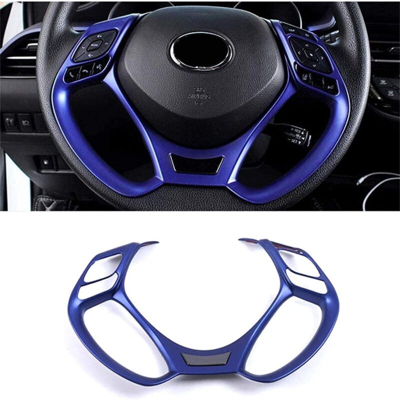 Pour CHR C-HR 2016-2022 Bleu Intérieur Plastique Volant Cadre Coque Trim Accessoire Auto
