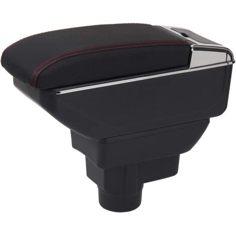 Pour Corsa D 2006-2014 intérieur Console centrale boîte de rangement Double couche noir avec couture rouge accoudoir de voiture 1 pc