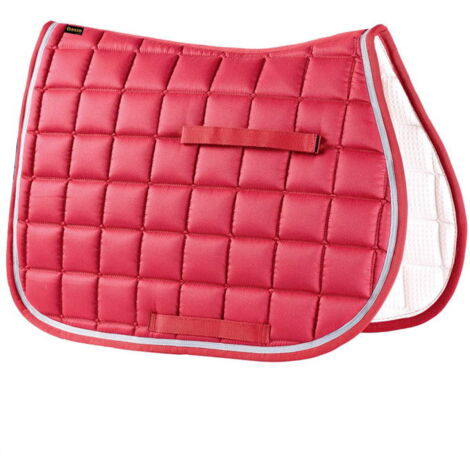 Pour en savoir plus :, Rouge 06: Dessous de selle anglais rectangulaire avec doublure en nid d'abeille terminé par un ruban contrastant.