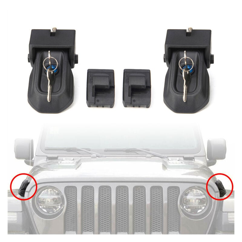 pour JL Hood Lock Latch with Keys Anti Theft Locking Catch pour Wrangler JL et Gladiator JT 2018-2023 Models with Lock (Style 1)