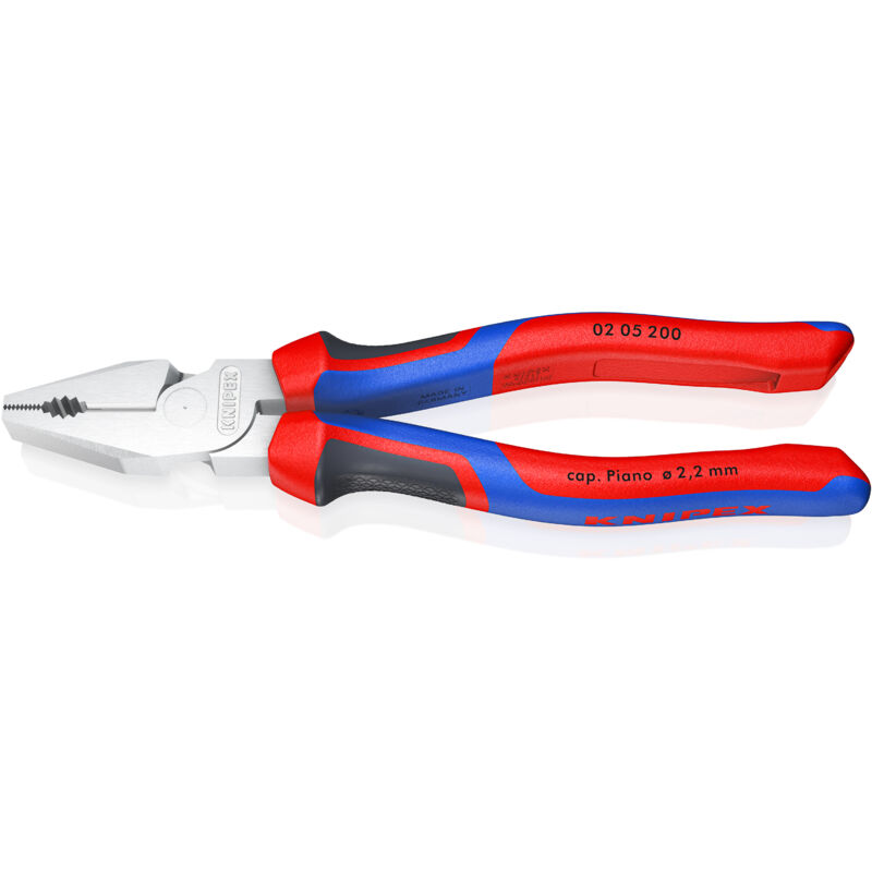 Knipex - 02 05 200 Pince universelle à forte démultiplication avec gaines bi-matière chromée 200 mm