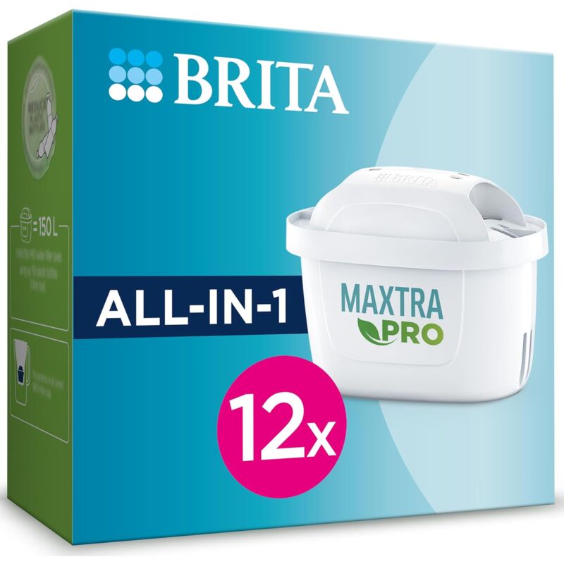 Pour le purificateur d'eau potable BRITA Maxtra+ 100 litres, 12 cartouches, blanc