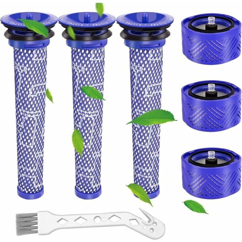 Pour filtres de Rechange aspirateur pour Dyson V6,V6 Motorhead, V6 Absolute et V6 Animal,3 pièces post HEPA-filtre et 3 pièces Pre-filtre,remplace la