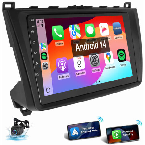 Pour Mazda 6 GG GH (2007-2012) Autoradio Android 15 GPS Wi-Fi Bluetooth FM RDS CarPlay 4+64G CAM