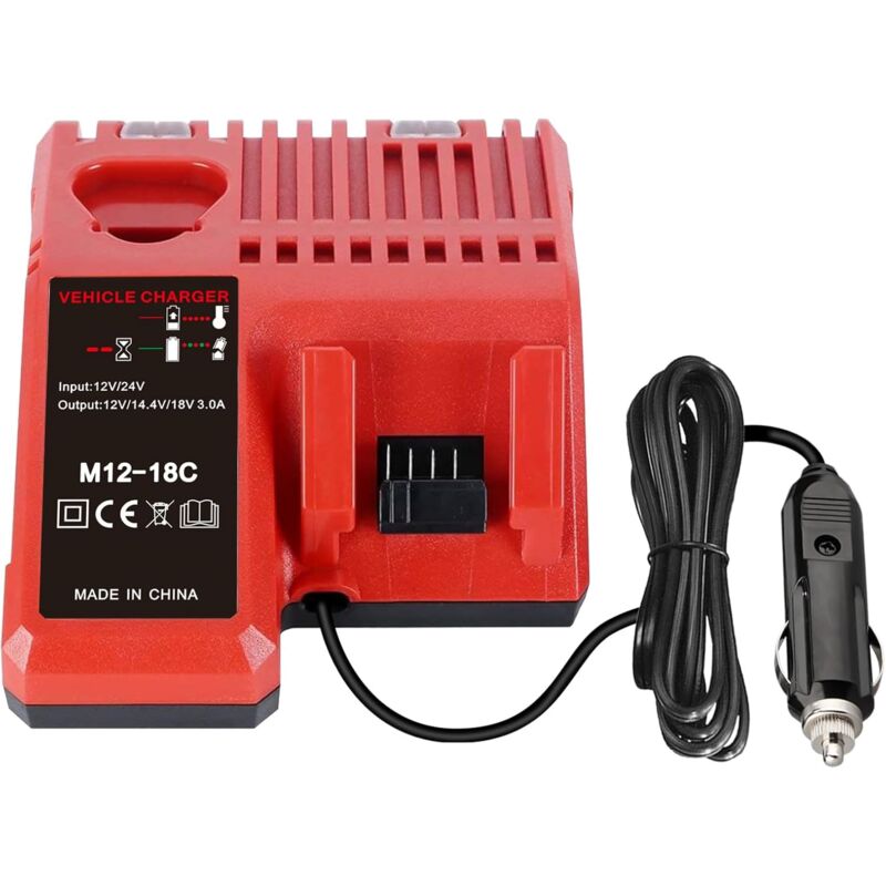 pour Milwaukee Chargeur pour véhicule/Auto 48-59-1810 pour M12/12V pour M18 18V Chargeur pour 48-11-2401, 48-11-2402, C12 B, C12 BX, M12, M14, M18B,