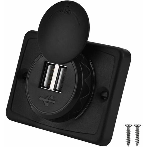 pour montage sur panneau usb 12v pour prise usb 12v pour adaptateur suuonee double vis de fixation de prise de port usb, prise de chargeur de voiture étanche DC12V / 24V adaptateur secteur 3.1A bleu f