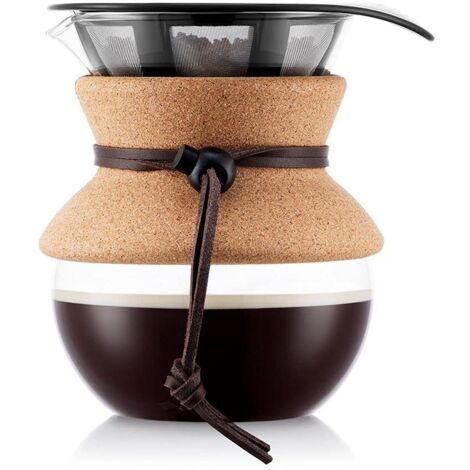 Pour over: caffettiera con filtro dorato, becco corto, 0.5 l