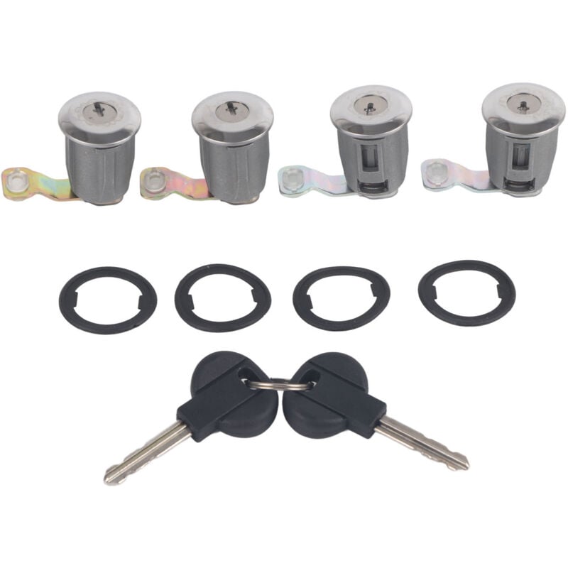 Rapanda - Pour Peugeot Citroën cylindre de serrure universel + clé + cylindre de serrure (4 cylindres de serrure)