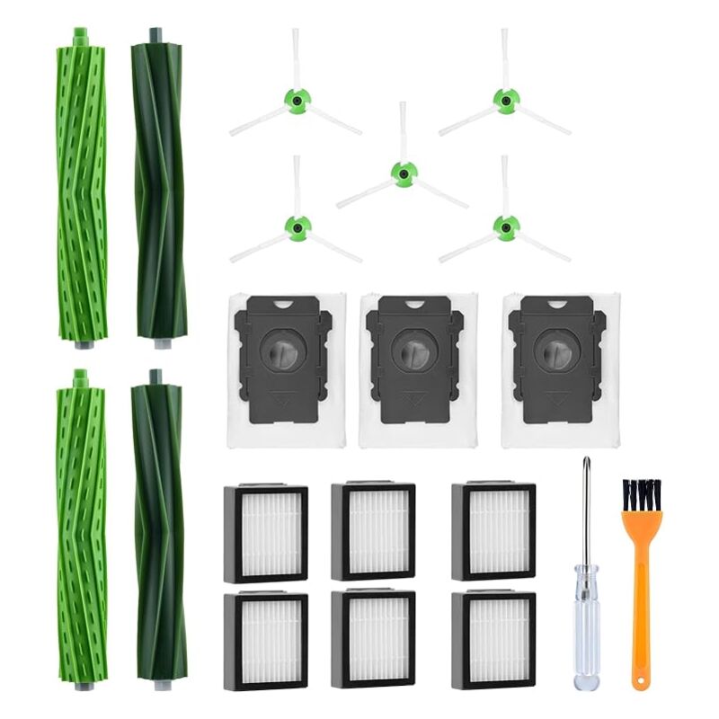 Pièces de Rechange pour iRobot Roomba Séries iRobot E5,E6,E7,i7,i7+,i7 plus,i4+,i3+,i6+,i8+,Accessoires Kit 4 Brosse Principales 6 Filtres HEPA 5