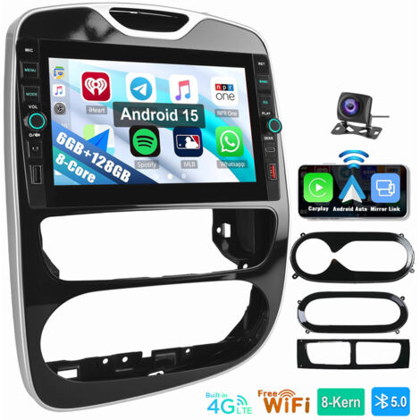 Pour Renault Clio 4 2012-2019 Android 15 Autoradio Carplay 6+128G Type-C 4G LTE 6+128G CAM