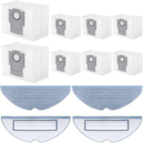 pour Roborock Aspirateurs Robot S7 MaxV Ultra/ S7 Pro Ultra, Accessoires Kit Englober 8 Sacs Aspirateur et 4 Serpillière, pour Nettoyage des Sols
