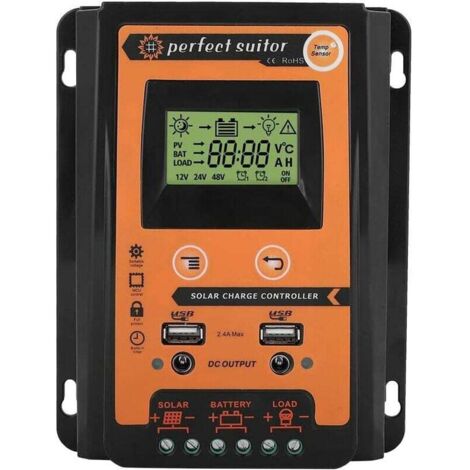 Pour solar controller MPPT Régulateur de Charge Solaire 12V / 24V 30A Régulateur de Batterie à Panneau Double Affichage LCD à Cristaux Liquides(30A)——