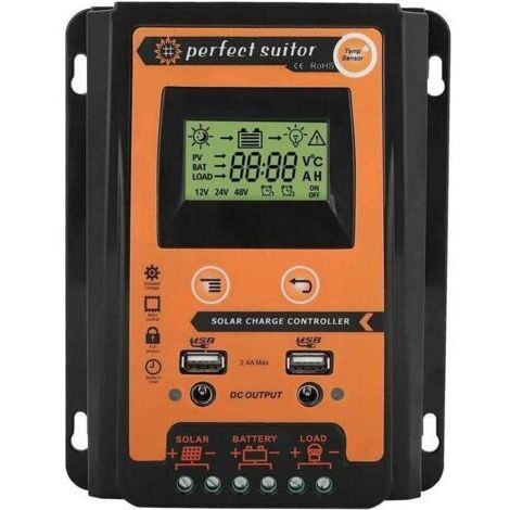Pour solar controller MPPT Régulateur de Charge Solaire 12V / 24V 30A Régulateur de Batterie à Panneau Double Affichage LCD à Cristaux Liquides(30A)——