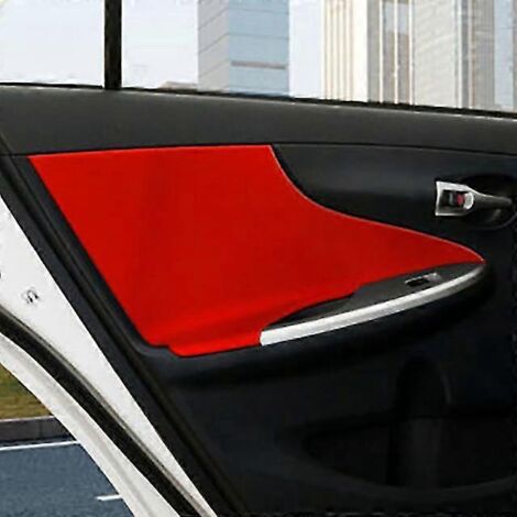 Pour Toyota Corolla 2007-2013 : 4 pièces de housses de protection en cuir microfibre pour poignées de porte intérieures (panneaux et garnitures) – Rouge
