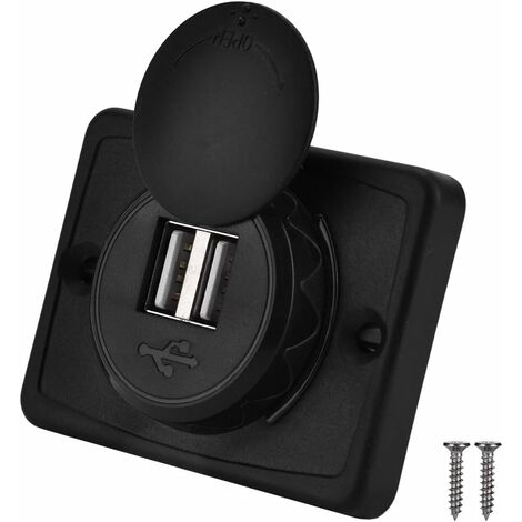 pour USB Panel Mount 12v pour Prise USB 12v pour suuonee Adapter Double Prise de Port USB Jeu vis, Adaptateur Secteur DC12V / 24V de Prise de Chargeur de Voiture Imperméable 3.1A Noir et bleu