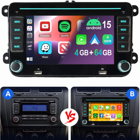 Pour VW GOLF 5 6 Plus Touran Caddy Passat Polo Android 15 Autoradio Carplay GPS 2+64G