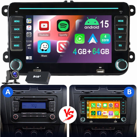 Pour VW GOLF 5 6 Plus Touran Caddy Passat Polo Android 15 Autoradio Carplay GPS 4+64G DAB CAM