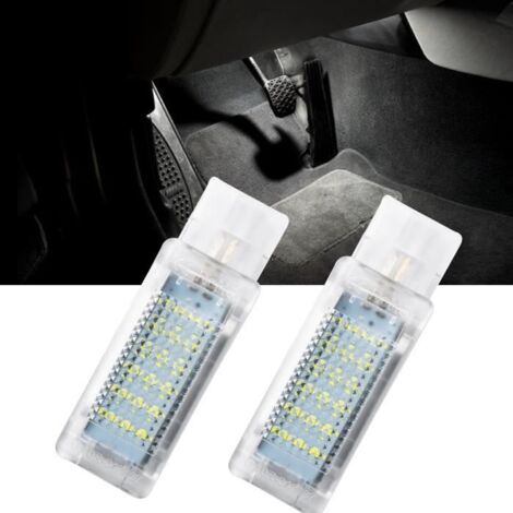 Pour VW Passat Sharan Seat Skoda Golf Caddy Jetta Polo Tiguan Blanc Footwell Lumière Tronc Boot Bagages Ampoules Blanc Led 2Pcs