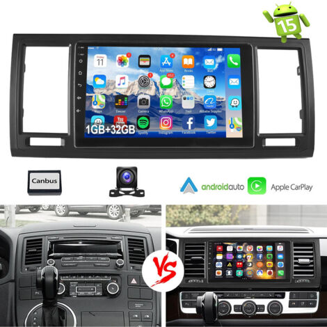 Pour VW T6 Transporter Multivan Apple Carplay Android 15 Autoradio Bluetooth EQ USB GPS Navi WIFI Écran tactile - 1+32G CAM