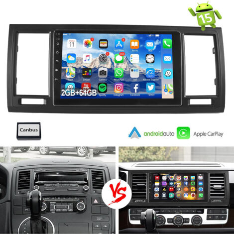 Pour VW T6 Transporter Multivan Apple Carplay Android 15 Autoradio Bluetooth EQ USB GPS Navi WIFI Écran tactile - 2+64G