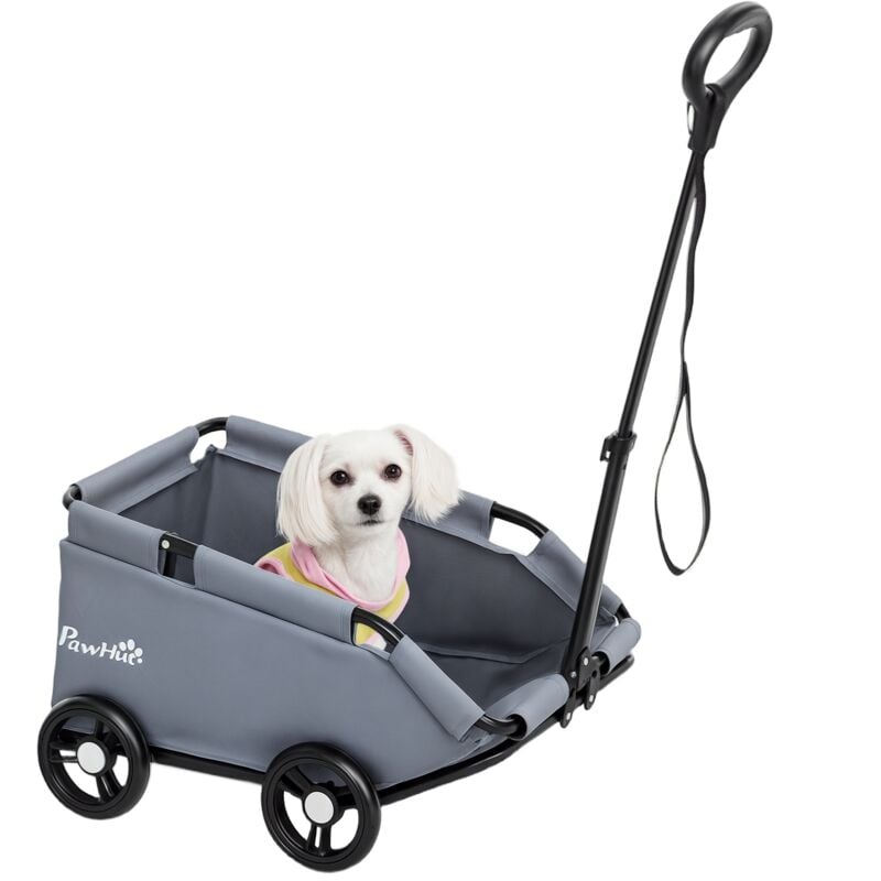 Pawhut - Poussette chien chariot 4 roues pliable avec poignée multidirectionnelle - nombreux équipements - noir gris