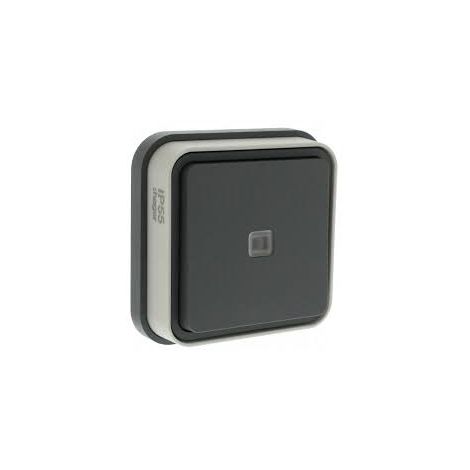 Poussoir à fermeture lumineux rouge étanche Cubyko complet encastré - Gris - WNE023 - Hager