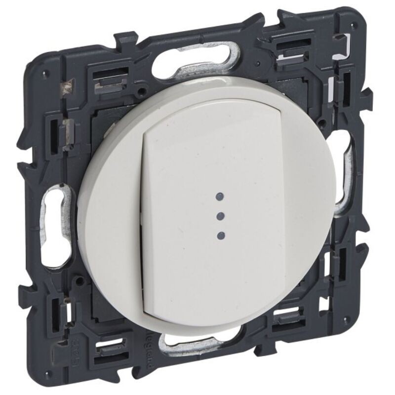 Poussoir inverseur a voyant complet blan (067733)