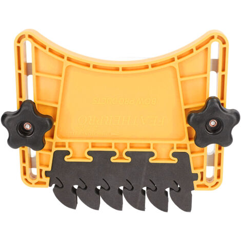 Poussoir de sécurité pour scie sur table avec featherboard et guide jaune pour tables de défonceuse et scies à ruban