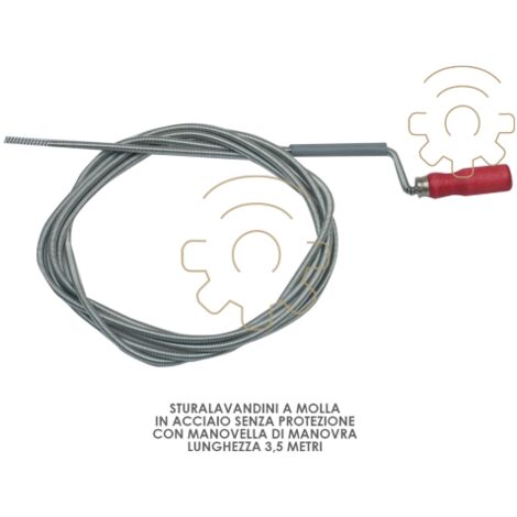 Poussoir de vidange A  ressort spiral de 3,5 m sans protection avec manivelle